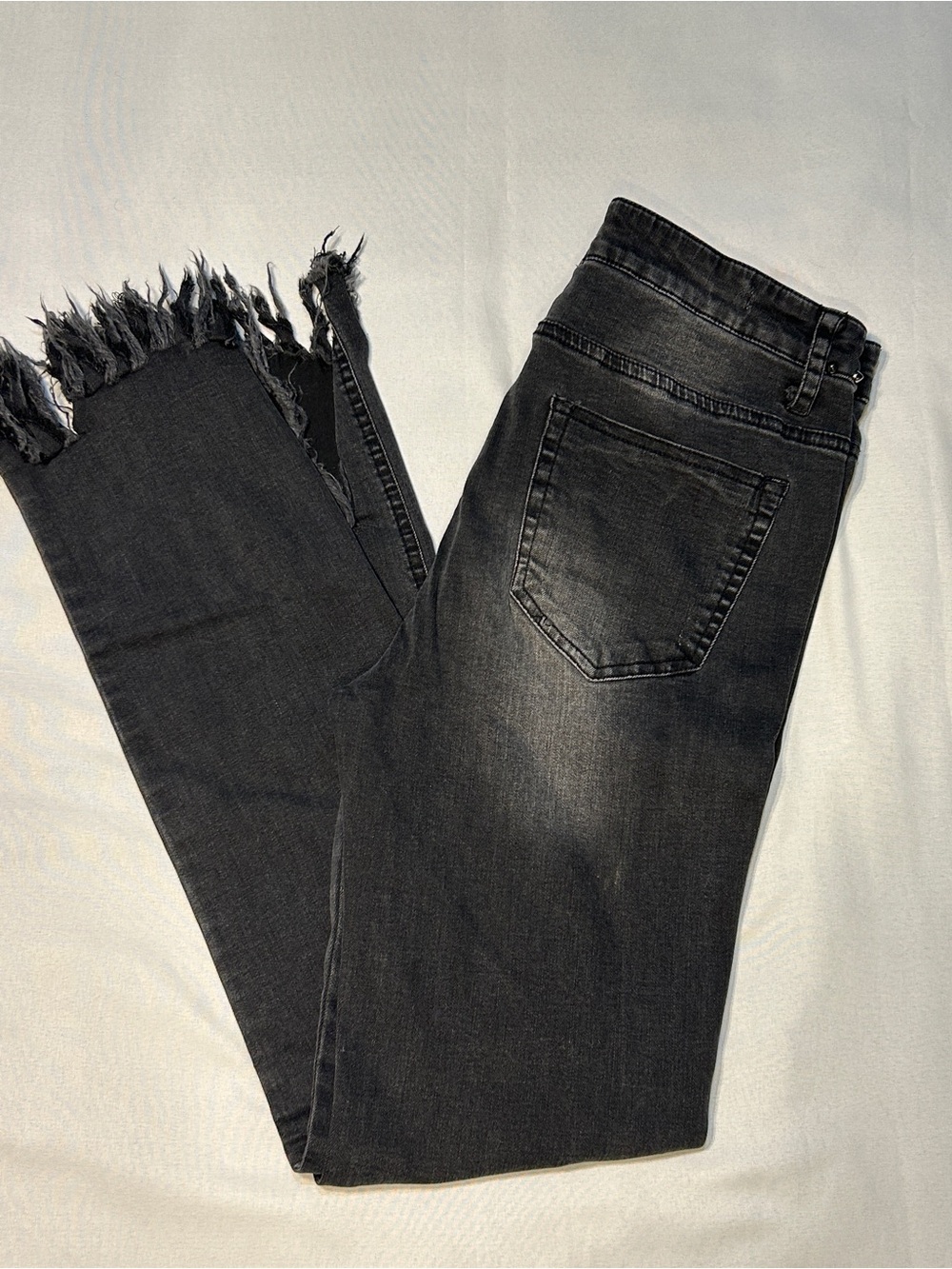 Umgee Skinny Jeans Frayed Hem Distressed Spike Studded Black Charcoal Size M